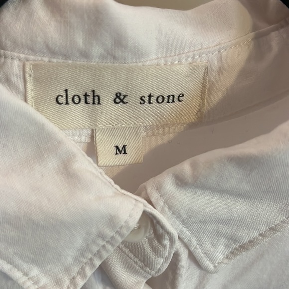 Cloth & Stone White Button Up Collared Long Sleeve with Pockets - Picture 3 of 3